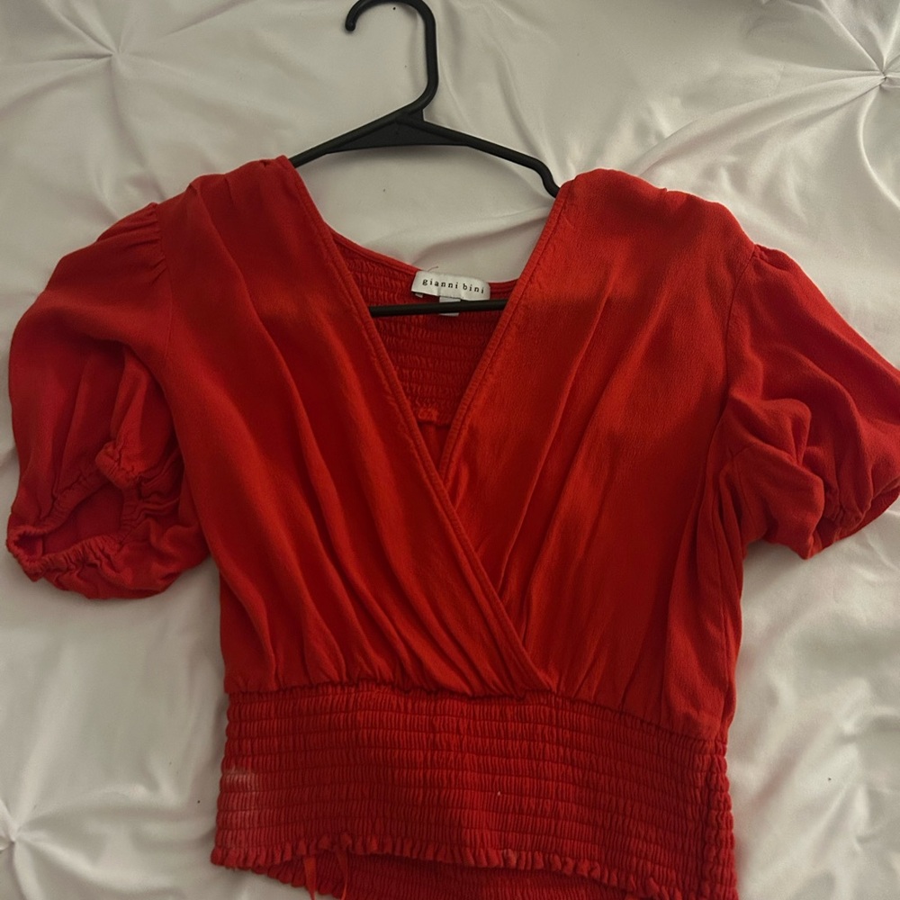Gianni Bini Vibrant Red Wrap Blouse